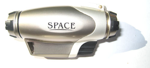 Space Single Flame Lighter - Metallic Grey/Silver - Click Image to Close